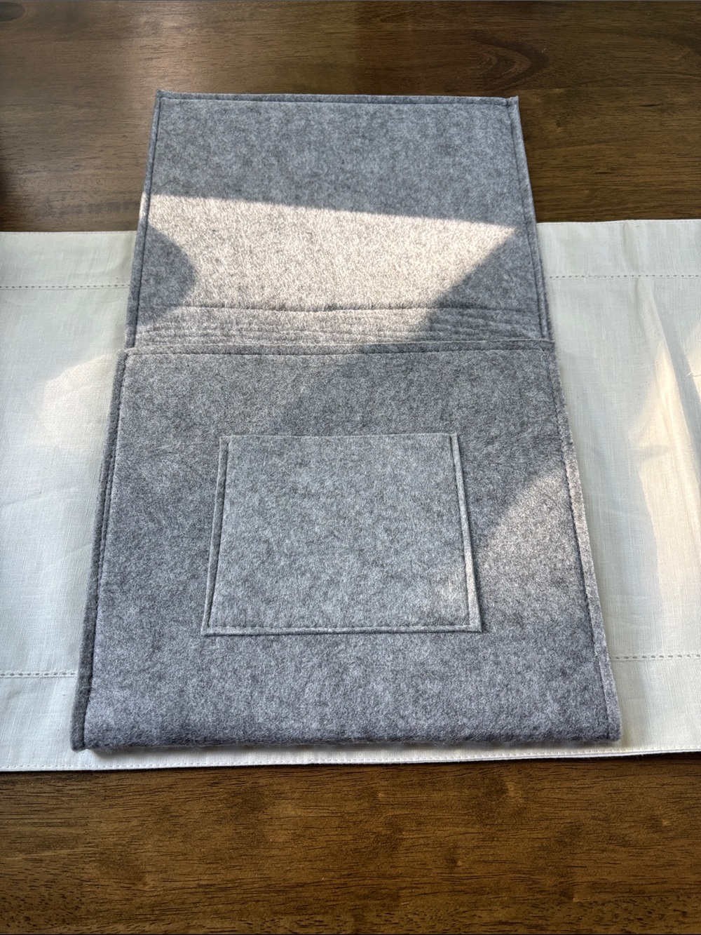 Gray Felt Organizer Sleeve with Front Pocket Bedside College